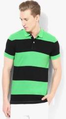 United Colors Of Benetton Green Striped Polo T Shirt men