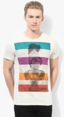 United Colors Of Benetton Grey Milange Printed Round Neck T Shirt men