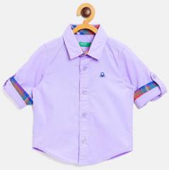 United Colors Of Benetton Lavender Regular Fit Solid Casual Shirt boys