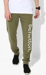 United Colors Of Benetton Men Olive Green Printed Joggers men