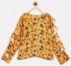 United Colors Of Benetton Mustard Yellow Floral Print Top girls