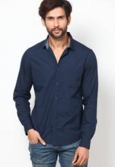 United Colors Of Benetton Navy Blue Poplin Solid Casual Shirt men