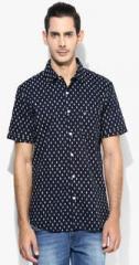 United Colors Of Benetton Navy Blue Printed Casual Shirt men