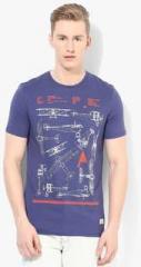United Colors Of Benetton Navy Blue Printed Round Neck T Shirt men