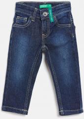 United Colors Of Benetton Navy Blue Regular Fit Mid Rise Clean Look Stretchable Jeans boys