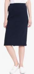 United Colors Of Benetton Navy Blue Solid A Line Skirt women