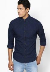 United Colors Of Benetton Navy Blue Solids Casual Shirt men