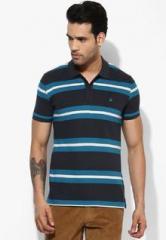 United Colors Of Benetton Navy Blue Striped Slim Fit Polo T Shirt men