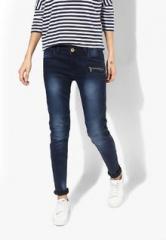 United Colors Of Benetton Navy Blue Washed Mid Rise Regular Fit Jeans women