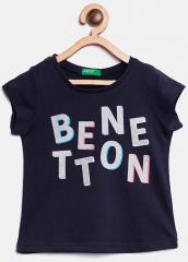 United Colors Of Benetton Navy Printed Round Neck T Shirt girls