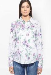 United Colors Of Benetton Off White Full Sleeves Printed Shirt women