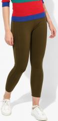 United Colors Of Benetton Olive Solid Leggings women