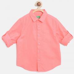 United Colors Of Benetton Peach Regular Fit Solid Casual Shirt boys