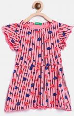 United Colors Of Benetton Pink Printed Fit and Flare Dress girls