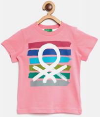 United Colors Of Benetton Pink Printed Round Neck T Shirt boys