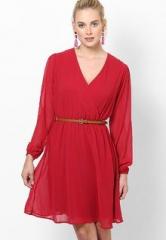 United Colors Of Benetton Red Long Sleeve Dress women