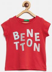 United Colors Of Benetton Red Printed Round Neck T Shirt girls
