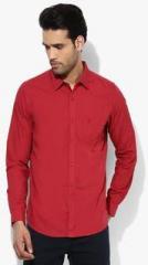 United Colors Of Benetton Red Solid Slim Fit Casual Shirt men