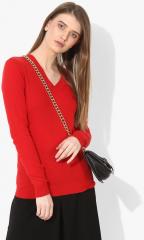 United Colors Of Benetton Red Solid Sweater women