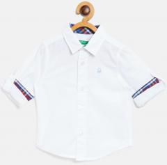 United Colors Of Benetton White Regular Fit Solid Casual Shirt boys