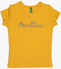 United Colors Of Benetton Yellow Solid Regular Fit Round T Shirt girls