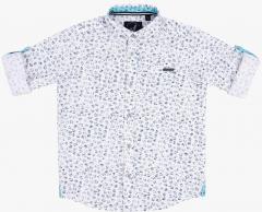 Urban Scottish White Regular Fit Printed Casual Shirt boys