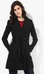 Van Heusen Black Solid Long Coat women