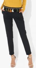 Van Heusen Black Striped Formal Trousers women