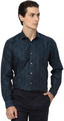 Van Heusen Blue Comfort Regular Fit Self Design Formal Shirt men
