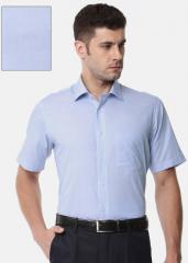 Van Heusen Blue Custom Regular Fit Solid Formal Shirt men