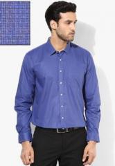 Van Heusen Blue Printed Slim Fit Formal Shirt men