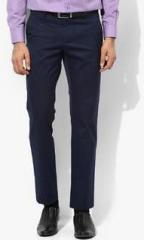 Van Heusen Blue Solid Slim Fit Formal Trousers men