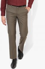 Van Heusen Brown Slim Fit Solid Formal Trouser men