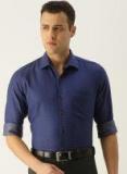 Van Heusen Men Navy Blue Slim Fit Self Design Formal Shirt