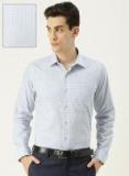 Van Heusen Men White & Blue Slim Fit Checked Formal Shirt
