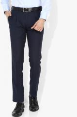 Van Heusen Navy Blue Solid Slim Fit Formal Trouser men