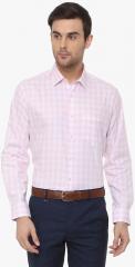 Van Heusen Pink Checked Regular Fit Formal Shirt men