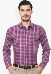 Van Heusen Purple Checked Slim Fit Formal Shirt men