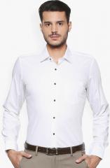 Van Heusen White Printed Slim Fit Formal Shirt men