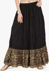 Varanga Black Printed Flared Skirt women