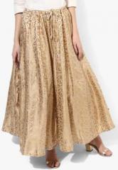 Vedic Golden Textured Flared Skirt women
