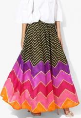 Vedic Multicoloured Printed Flared Skirt women