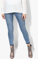 Vero Moda Blue Solid Mid Rise Skinny Fit Jeans women