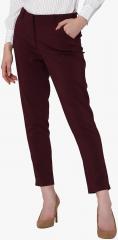 Vero Moda Burgundy Solid Slim Fit Coloured Pants women