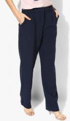 Vero Moda Navy Blue Solid Regular Fit Coloured Pants women