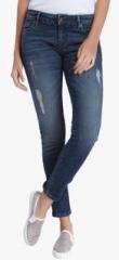 Vero Moda Navy Blue Washed Low Rise Slim Fit Jeans women