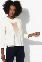 Vero Moda Off White Solid Fitted Blazer women