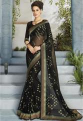 Vishal Black Embellished Saree women
