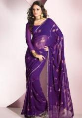 Vishal Purple Printed Saree women