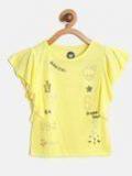 Vitamins Yellow Embellished Top With Printed Detail girls